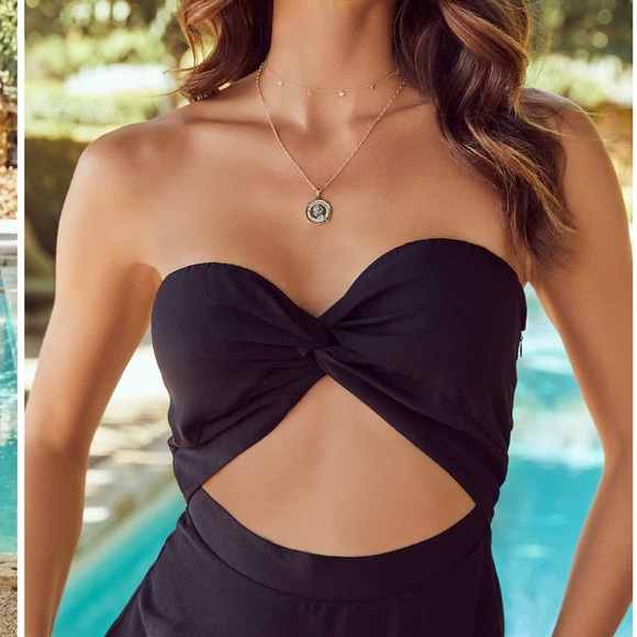 Vici OTHELLO STRAPLESS TWIST FRONT MIDI DRESS - BLACK - Picture 4 of 5
